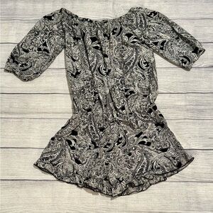 Elan Black & White Paisley Print Romper Size M NWT